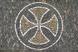 Floor mosaic in Freiburg's historic city centre, Freiburg im Breisgau, Baden-Württemberg, Germany,