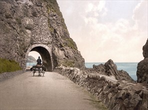 Black Cave Tunnel, County Antrim, Ireland, Historic, digitally restored reproduction from a 19th