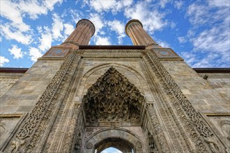 Twin minaret Cifte Minareli Madrasa, Erzurum, Turkey, Asia