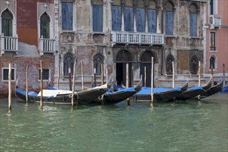 Gondolas in front of an old palace, Grand Canal, Venice