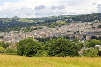 View over Bath city centre from Smallcombe, Widecombe, Bath, Somerset, England, UK