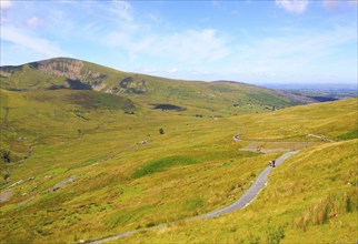 Upland landscape view to Moel Eilio mountain, Mount Snowdon, Gwynedd, Snowdonia, north Wales, UK