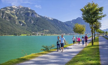 Promenade on the lakeshore, Pertisau, Achensee, Tyrol, Austria, Europe