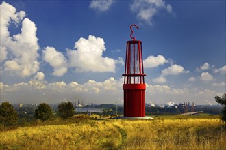 Artwork Geleucht, artist Otto Piene, Rheinpreussen slagheap, Moers, Ruhr area, North