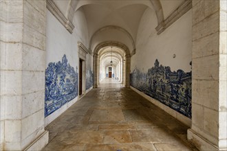 Church and Monastery of Sao Vicente de Fora, Cloister gallery with azulejo painted tiles, Lisbon,