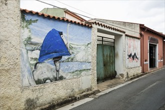 Wall painting, murals, graffiti, street art, San Sperate, Sardinia, Italy, Europe