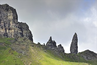 The rock pinnacle Old Man of Storr on the Isle of Skye, Scotland, UK