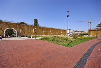 Graduation house, salt works and lantern under a cloudless blue sky in the park of Bad Salzuflen,