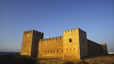 Scan, Entire fortress, Evening light, Towers, Walls, without buildings, Frangokastello, Venetian