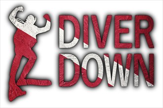 Diver Down Flag, Diver Silhouette, Vintage Style Scuba flag