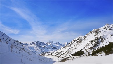 Astun ski area in Huesca on Pyrenees at Spain