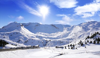 Cerler sky area in Pyrenees of Huesca at Spain