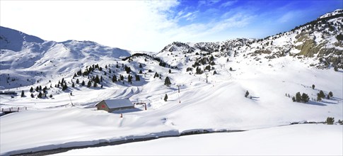 Cerler sky area in Pyrenees of Huesca at Spain