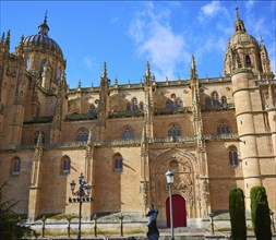 Salamanca Cathedral facade in Spain by the Via de la Plata way to Santiago