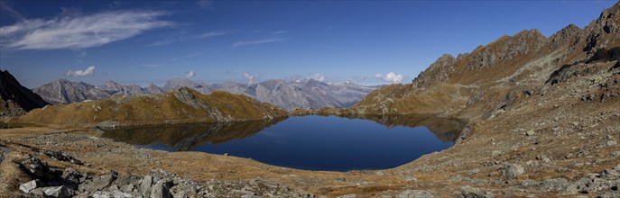 Lac des Vaux, mountain lake below Les Attelas, La Tzoumaz, Riddes, Valais, Switzerland, Europe