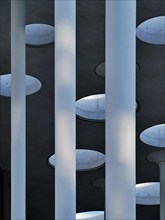 Modern architecture: columns and openings in the concrete. Sächsische Aufbaubank, Leipzig, Saxony,