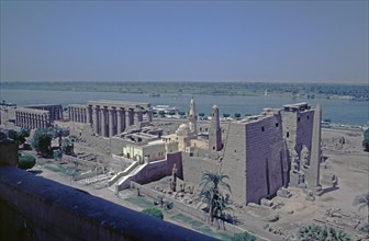 Temple complex, Nile, Luxor, Nile Valley, Egypt, September 1989, vintage, retro, old, historical,