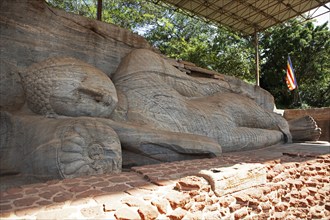 Reclining Buddha in the ruined city of Polonnaruwa, Central Province, Sri Lanka, Asia