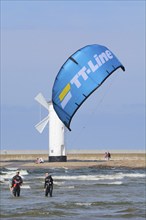 Kitesurfer on Baltic Sea at Swinoujscie, Western Pomerania, Poland, Europe