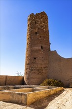 Remains of a former tower in the largest preserved mud town in Oman, Al Bilaad, Al Bilaad