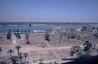 View over the city, Nile, Luxor, Nile Valley, Egypt, September 1989, vintage, retro, old,