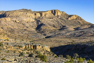 View of the bare slopes of the highest mountain in Oman, Jebel Shams, Arabian Peninsula, Sultanate