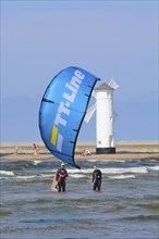 Kitesurfer on Baltic Sea at Swinoujscie, Western Pomerania, Poland, Europe