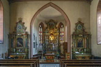 Chancel of the pilgrimage church of St Martin, Riegel am Kaiserstuhl, Baden-Württemberg, Germany,