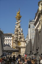 Cafe am Graben and the Vienna Plague Column, Vienna, Austria, Europe