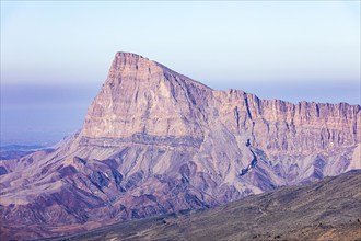 Jebel Misht mountain range at dawn, Arabian Peninsula, Sultanate of Oman