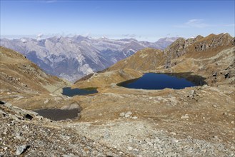 Lac des Vaux, mountain lake below Les Attelas, La Tzoumaz, Riddes, Valais, Switzerland, Europe