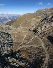 Vallon d'Arbi, hiking trails, drone image, La Tzoumaz, Riddes, Valais, Switzerland, Europe