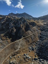 Vallon d'Arbi, hiking trails, drone image, La Tzoumaz, Riddes, Valais, Switzerland, Europe