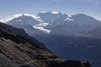 Grand Combin with Glacier de Corbassiere, view from Les Attelas, Verbier, Valais, Switzerland,