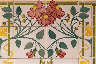 Tile plinth, 1905, glazed ceramic, La Roqueta factory, Mallorca, Balearic Islands, Spain, Europe