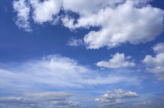 Blue sky with white summer cumulus clouds