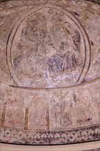 Coronation of Mary for her son Jesus Christ, wall paintings of Osia, XIII century, fresco torn and