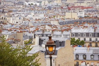 Paris skyline aerial from Montmartre in France