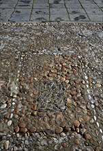 Salamanca in spain stones flooring detail along via de la Plata way to Santiago