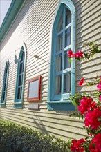 Key west downtown street houses facades in Florida USA