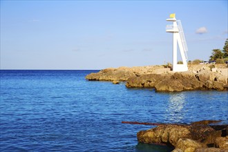 Denia Las Rotas Trampoli beach and tower in Mediterranean Spain Alicante