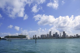 Miami Beach view from downtown city blue sky