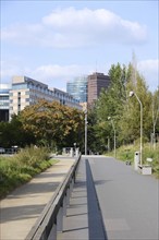 Berlin, Germany, September 7, 2021, late summer view from Park am Gleisdreieck to Potsdamer Platz