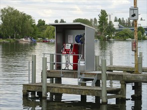 Boat refuelling station on the Spree at Plänterwald Berlin