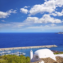 Javea Xabia village aerial view in Mediterranean sea of Alicante spain