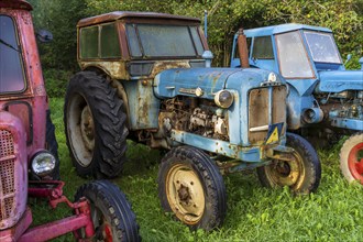 Old farm tractor, Burguete, Santiago's road, Navarra, Spain, Europe