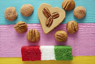 Mexican candy sweets cajeta pecan and coconut flag