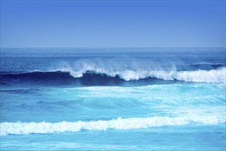 Jandia surf beach waves Fuerteventura at Canary Islands of Spain