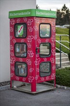 Book petrol station, telephone box as a library, Hofstätten an der Raab, Styria, Austria, Europe