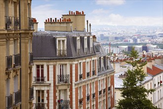 Paris skyline aerial from Montmartre in France